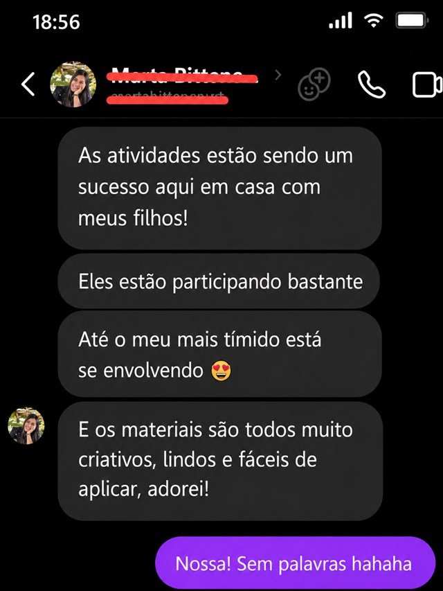 Mensagem de uma cliente sobre o material